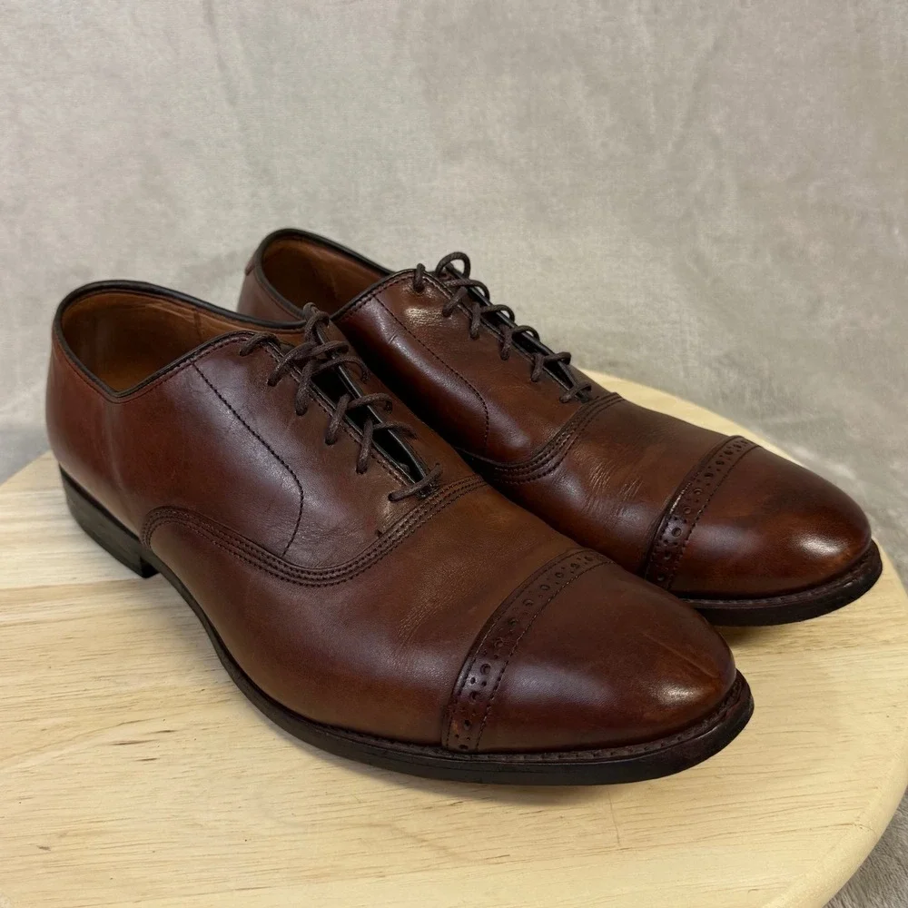 Allen Edmonds Port Washington Brown Leather Cap Toe Oxford Dress Shoes Mens 11 E